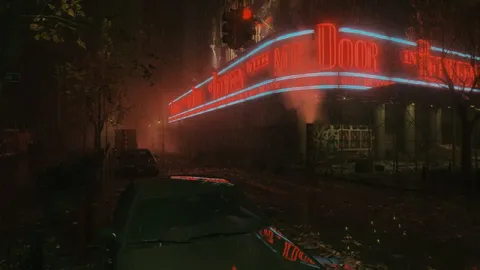 Rainy Neon Door