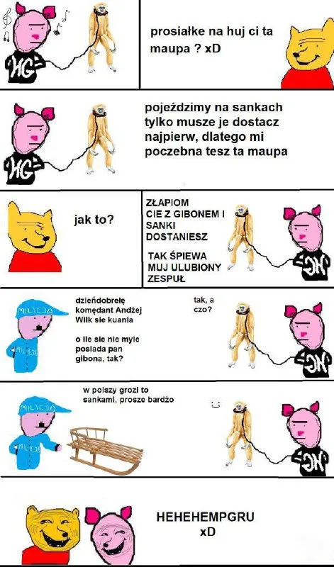 Małpa potrzebna do sanek