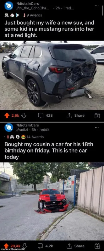 New SUV, Mustang Crash