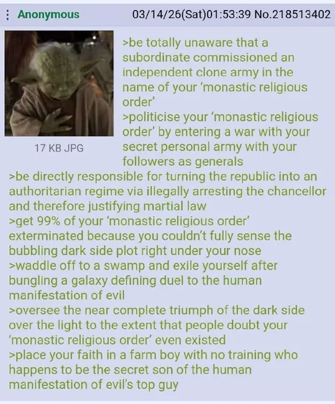 Yoda’s Monastic Order Disaster