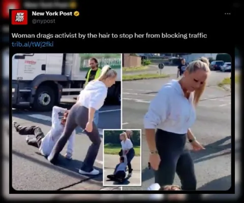Woman Drags Activist by Hair
