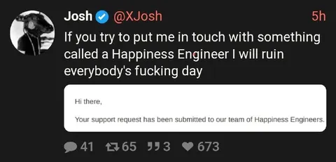 Happiness Engineer Rage Tweet