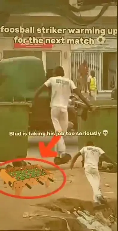 Foosball Striker Takes Job Seriously