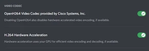 Video Codec Settings