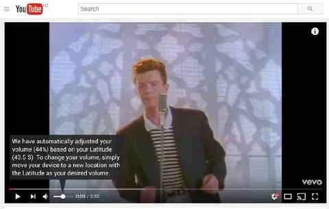 Latitude-Adjusted Volume Rickroll