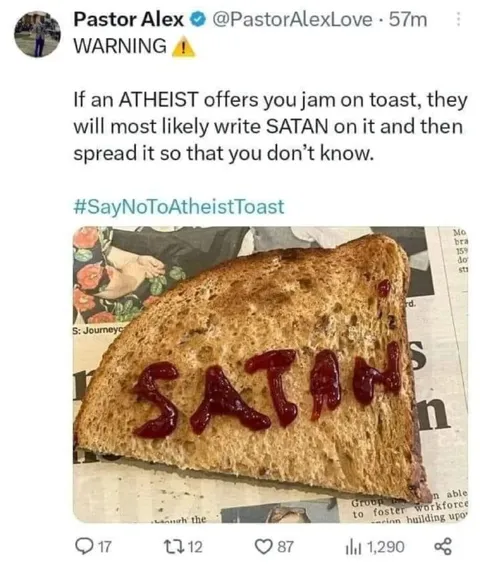 Atheist Satan Toast Warning