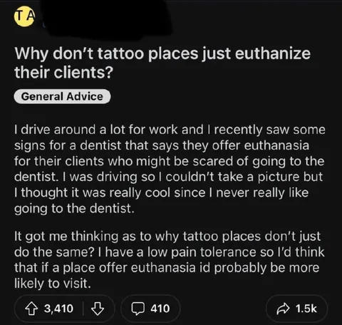 Tattoo Places Should Offer Euthanasia