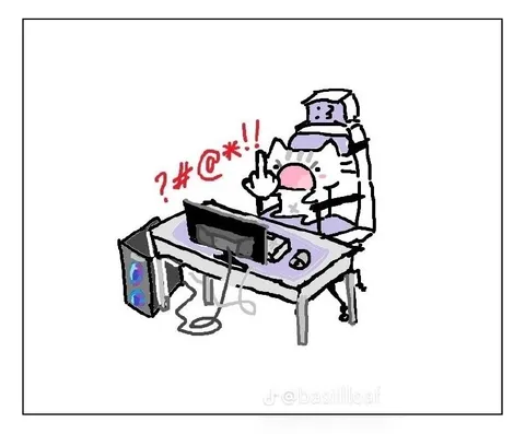 Кот за компьютером в ярости