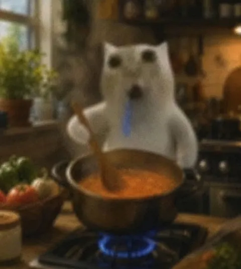 Кот готовит суп
