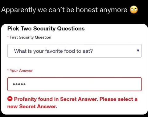 Profanity in Security Answer