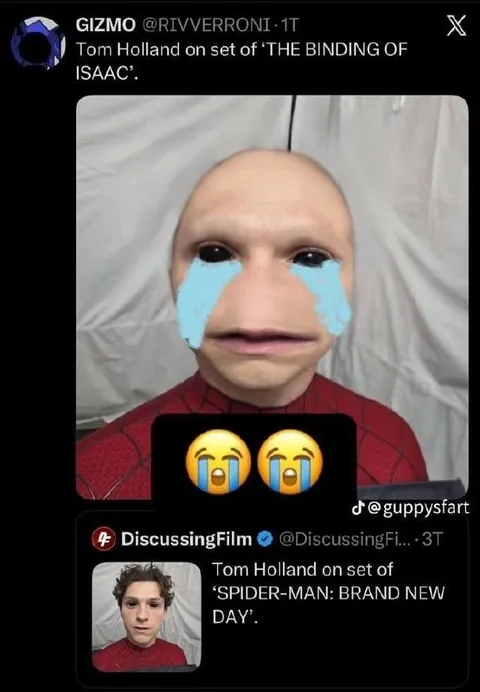 Tom Holland on Set of Binding of Isaac