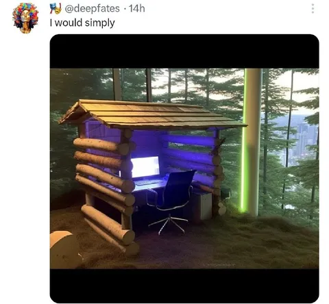 Forest Cabin Gaming Setup