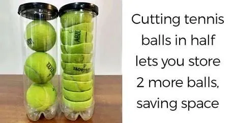 Cutting Tennis Balls to Save Space