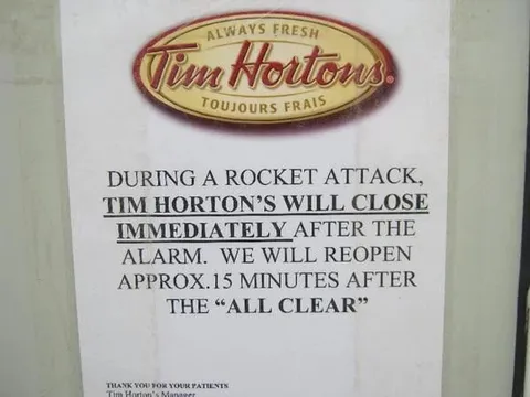 Tim Hortons Rocket Attack Closure