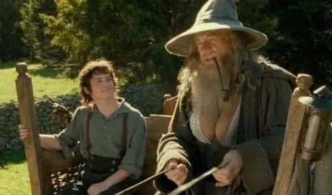 Gandalf Knitting on the Cart