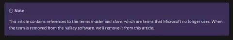Microsoft Master and Slave Warning