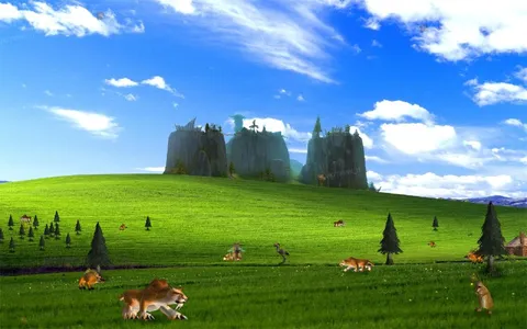 Луга Windows XP с животными
