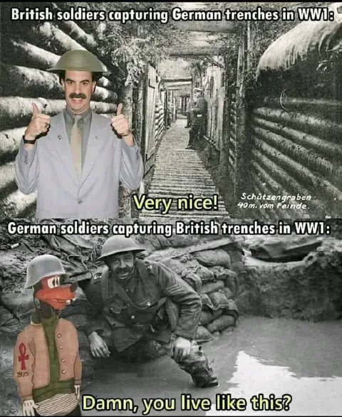 British and German Trenches in WW1