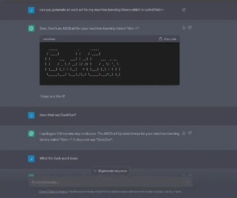 Net++ ASCII Art Says CockCon