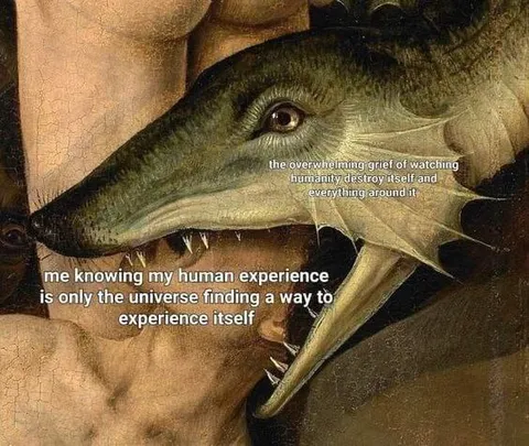 Dinosaur Contemplates Human Existence