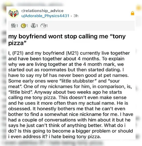 My Boyfriend Calls Me Tony Pizza