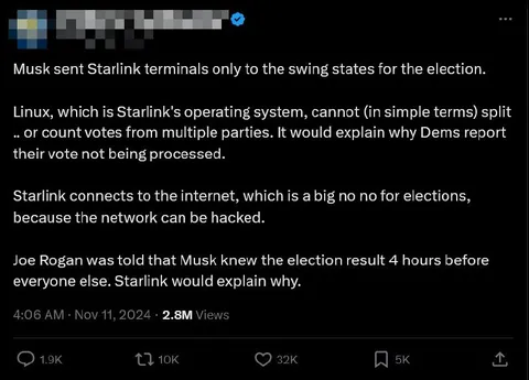Starlink Election Conspiracy
