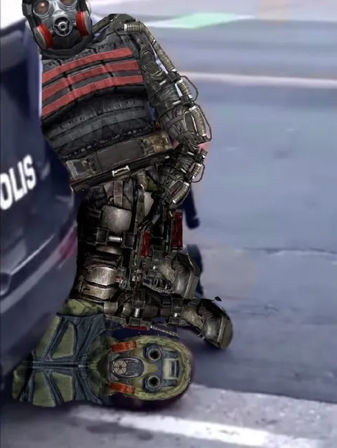 Armored Soldier Standing on Head