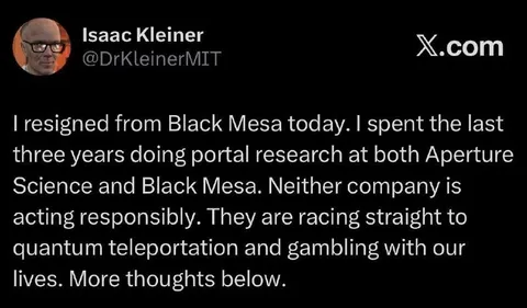 Isaac Kleiner Resigns Over Portals