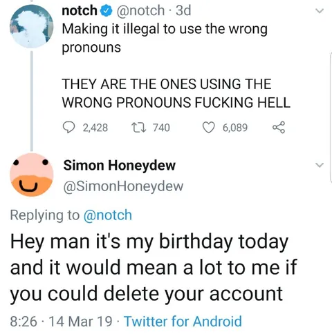 Birthday Request to Delete Account