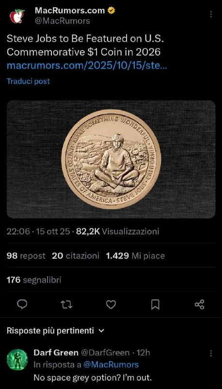 Steve Jobs Space Gray Coin