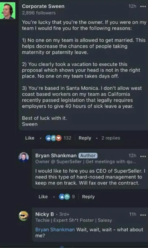 Corporate Sween's Hiring Requirements
