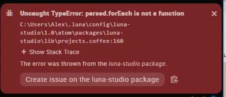 Lua Studio TypeError Error