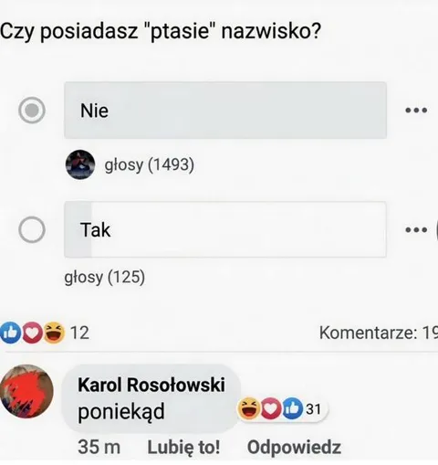 Ptasie nazwisko i poniekąd