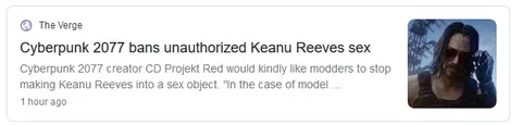 Cyberpunk Bans Keanu Reeves Mods