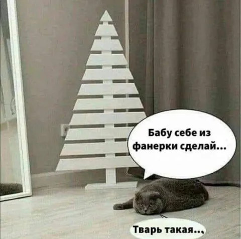 Кот и фанерная ёлка