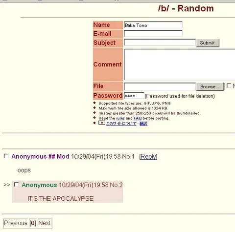 4chan Apocalypse First Post