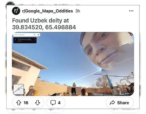 Found Uzbek Deity on Google Maps
