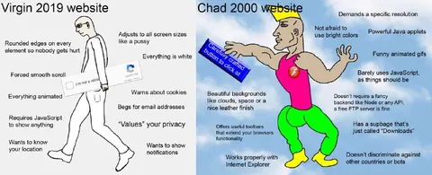 Virgin 2019 Website vs Chad 2000 Website