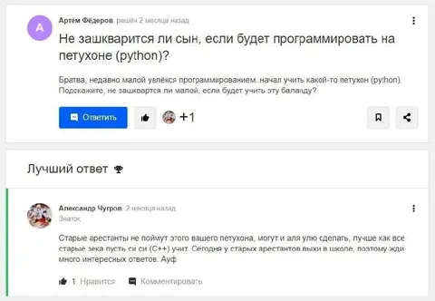 Сын программирует на петухоне