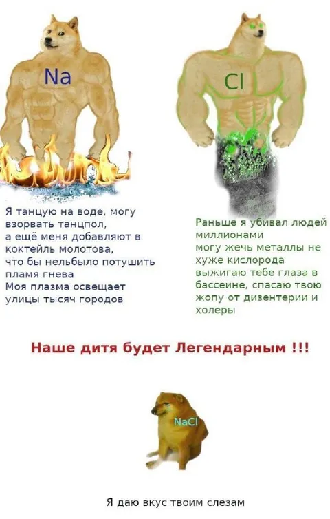 Na и Cl создают NaCl
