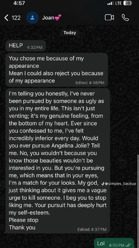 Brutal Appearance Rejection Text