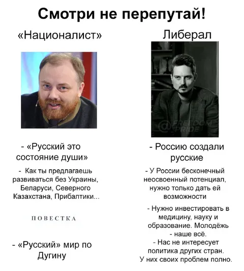 Смотри не перепутай националиста и либерала