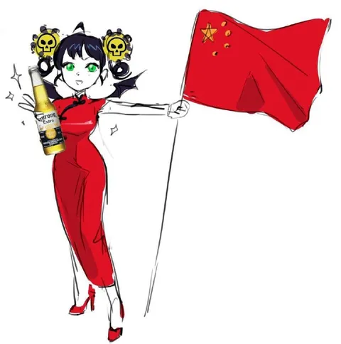 Anime Girl with a Moroccan Flag