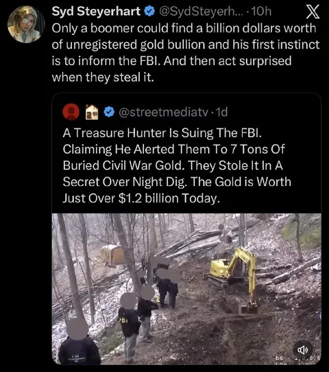 Boomer Reports Buried Gold to FBI