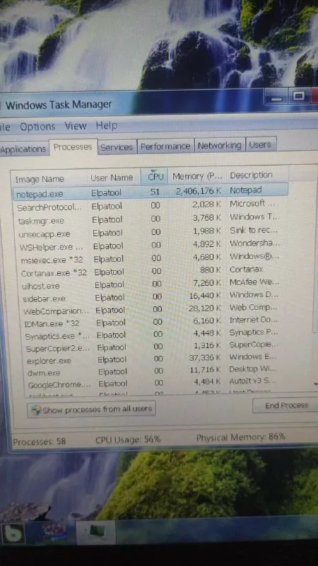 Notepad Uses All the Memory