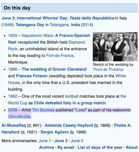 Wikipedia On This Day Loss Highlight
