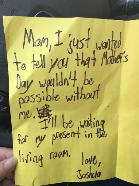 Mother's Day Present Note