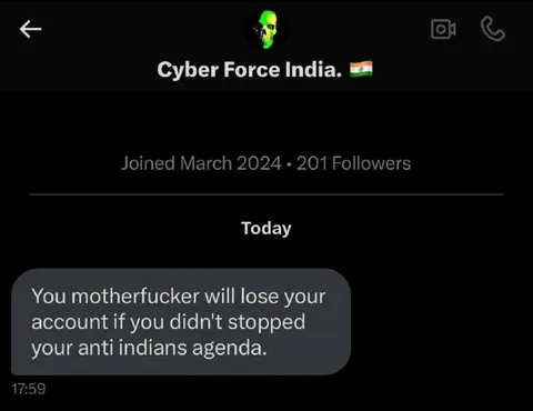 Cyber Force India Account Threat