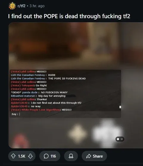 Learning the Pope Died Through TF2