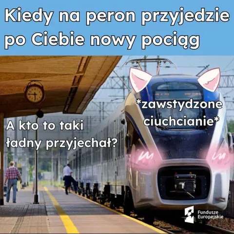 Zawstydzone ciuchcianie na peronie